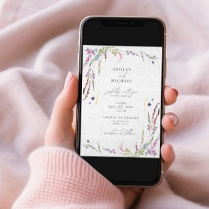 Elegante Wildflower Waterverf Modern Wedding Kaart