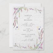 Elegante Wildflower Waterverf Modern Wedding Kaart (Voorkant)