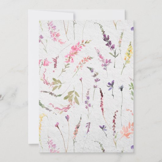 Elegante Wildflower Waterverf Modern Wedding Kaart (Achterkant)