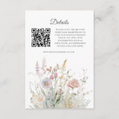 Elegante Wildflower Waterverf QR-code Details Informatiekaartje (Voorkant)