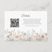 Elegante Wildflower Waterverf QR-code Details Informatiekaartje (Voorkant)