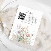Elegante Wildflower Waterverf QR-code Details Informatiekaartje