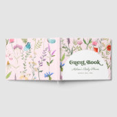 Elegante Wildflower Waterverf Roze Baby shower Gastenboek (Volledig)