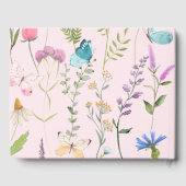 Elegante Wildflower Waterverf Roze Baby shower Gastenboek (Achterkant)