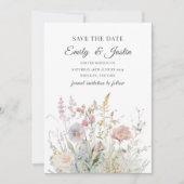 Elegante Wildflower Waterverf Save the Date Kaart (Voorkant)