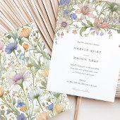 Elegante Wildflower Wedding Delicate Pastel Bloeme Kaart