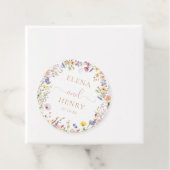 Elegante Wildflower Wedding Favoriete Labels (In situ)