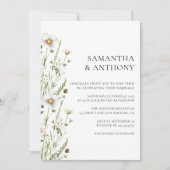 Elegante Wildflower Wedding Invitation Custom Phot Kaart (Voorkant)