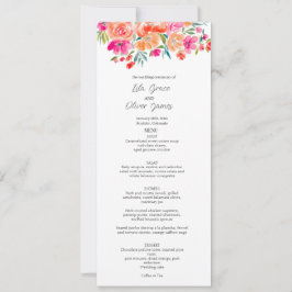 Elegante Wildflower Wedding Menu Uitnodiging