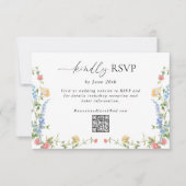 Elegante Wildflower Wedding QR Code RSVP Card (Voorkant)