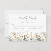 Elegante Wildflower Wedding RSVP Kaart (Voorkant)