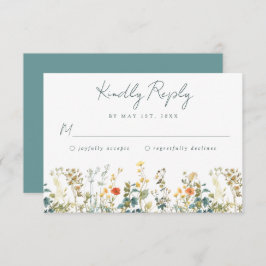 Elegante Wildflower Wedding RSVP Kaart