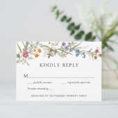 Elegante  Wildflower Wedding RSVP Reactie Kaart (Staand voorkant)