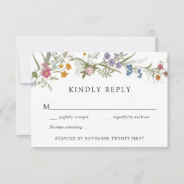 Elegante  Wildflower Wedding RSVP Reactie Kaart