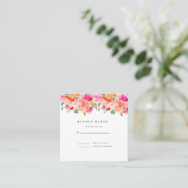 Elegante Wildflower Wedding RSVP Vierkante Visitekaartje