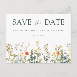 Elegante Wildflower Wedding Save the Date Briefkaa Uitnodiging Briefkaart