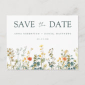 Elegante Wildflower Wedding Save the Date Briefkaa Uitnodiging Briefkaart (Voorkant)