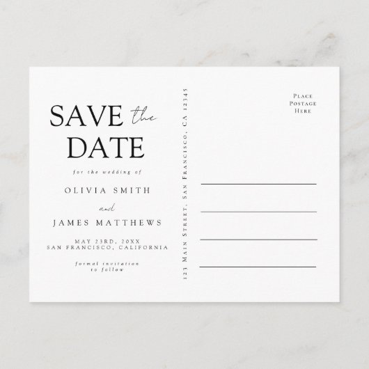 Elegante Wildflower Wedding Save the Date Uitnodiging Briefkaart (Achterkant)