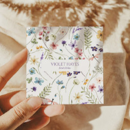 Elegante Wildflower Wilde Bloem Bloemen Custom Vierkante Visitekaartje