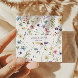 Elegante Wildflower Wilde Bloem Bloemen Custom Vierkante Visitekaartje