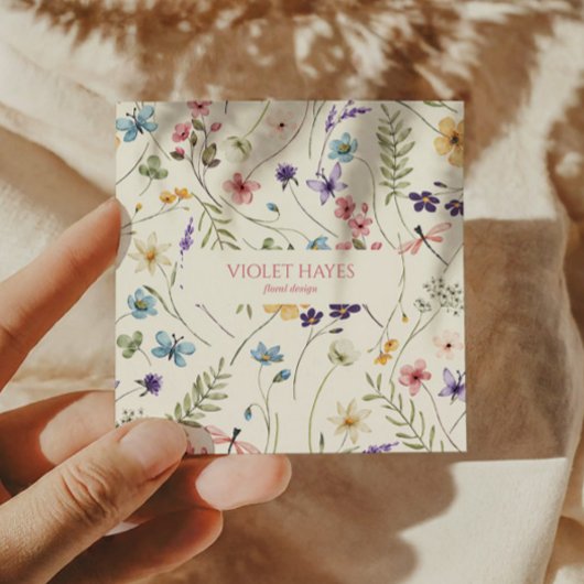 Elegante Wildflower Wilde Bloem Bloemen Custom Vierkante Visitekaartje