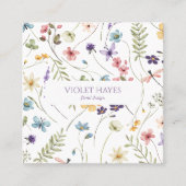 Elegante Wildflower Wilde Bloem Bloemen Custom Vierkante Visitekaartje (Voorkant)