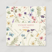 Elegante Wildflower Wilde Bloem Bloemen Custom Vierkante Visitekaartje (Voorkant)