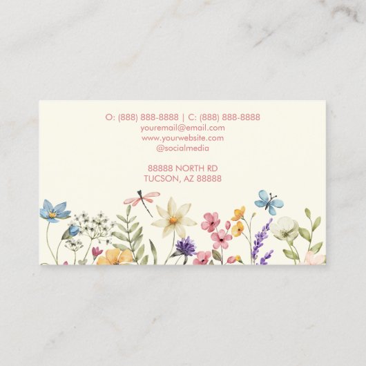 Elegante Wildflower Wilde Bloem Bloemen Custom Visitekaartje (Achterkant)