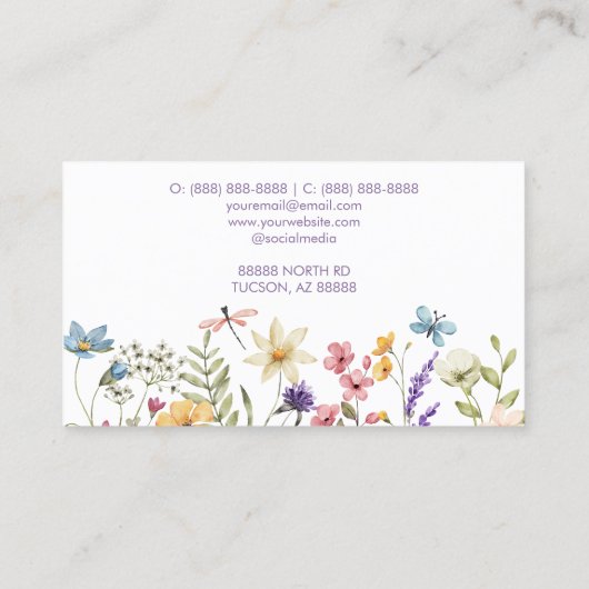 Elegante Wildflower Wilde Bloem Bloemen Custom Visitekaartje (Achterkant)