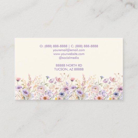 Elegante Wildflower Wilde Bloem Bloemen Custom Visitekaartje (Achterkant)