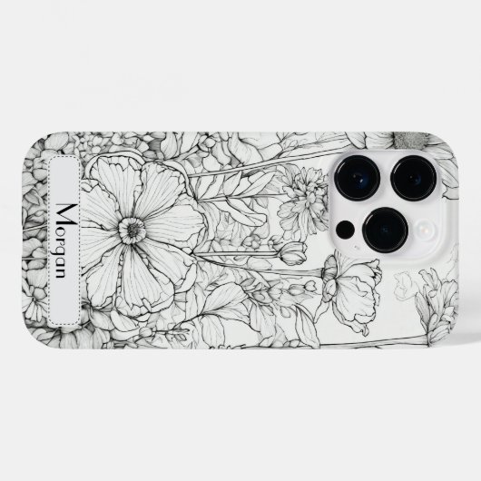 Elegante Wildflower wit en zwart Case-Mate iPhone Case (Achterkant (horizontaal))