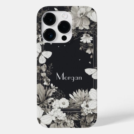 Elegante Wildflower wit en zwart Case-Mate iPhone Case (Achterkant)
