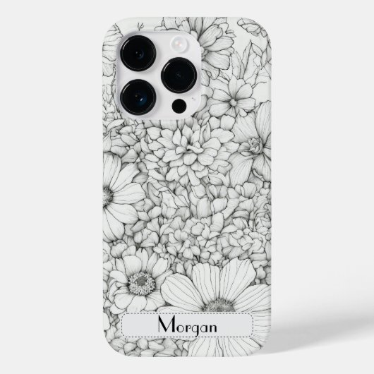 Elegante Wildflower wit en zwart Case-Mate iPhone Case (Achterkant)