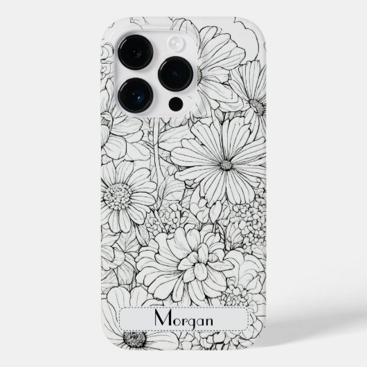 Elegante Wildflower wit en zwart Case-Mate iPhone Case (Achterkant)
