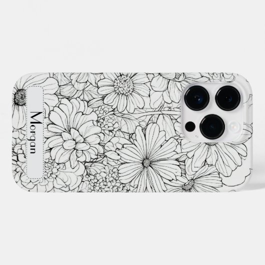 Elegante Wildflower wit en zwart Case-Mate iPhone Case (Achterkant (horizontaal))