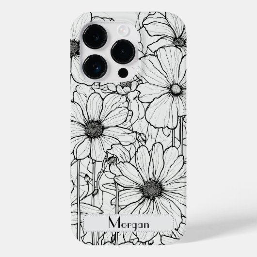 Elegante Wildflower wit en zwart Case-Mate iPhone Case (Achterkant)