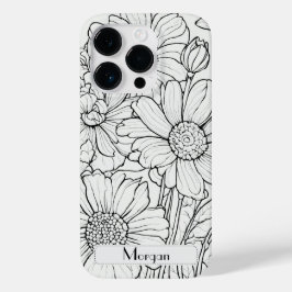 Elegante Wildflower wit en zwart Case-Mate iPhone 14 Pro Hoesje