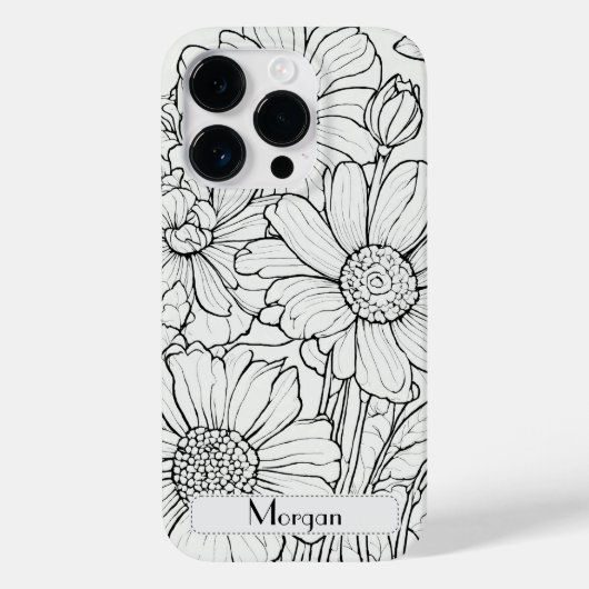 Elegante Wildflower wit en zwart Case-Mate iPhone Case (Achterkant)