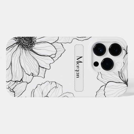 Elegante Wildflower wit en zwart Case-Mate iPhone Case (Achterkant (horizontaal))