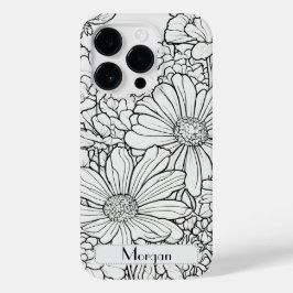 Elegante Wildflower wit en zwart Hoesje-Mate Case-Mate iPhone 14 Pro Hoesje