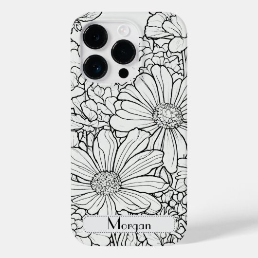 Elegante Wildflower wit en zwart Hoesje-Mate Case-Mate iPhone Case (Achterkant)
