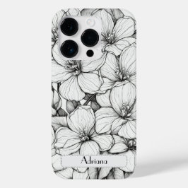 Elegante Wildflower wit en zwart Hoesje-Mate Case-Mate iPhone 14 Pro Hoesje