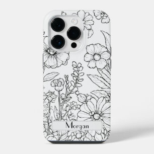 Elegante Wildflower wit en zwart iPhone 14 Plus Hoesje
