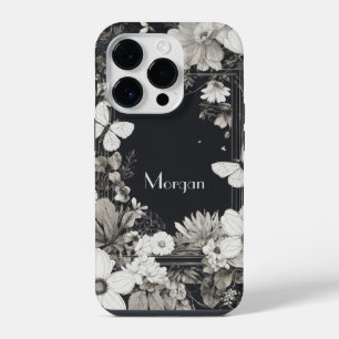 Elegante Wildflower wit en zwart iPhone 14 Plus Hoesje