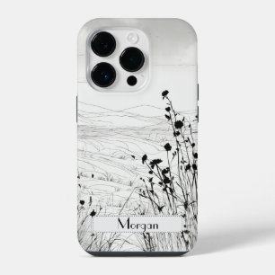 Elegante Wildflower wit en zwart iPhone 14 Plus Hoesje