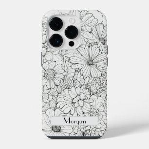 Elegante Wildflower wit en zwart iPhone 14 Plus Hoesje