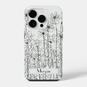 Elegante Wildflower wit en zwart iPhone 14 Plus Hoesje