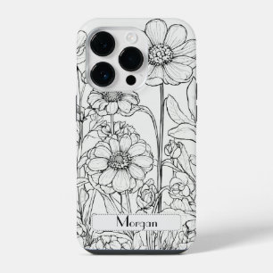 Elegante Wildflower wit en zwart iPhone 14 Plus Hoesje