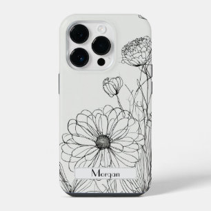 Elegante Wildflower wit en zwart iPhone 14 Plus Hoesje