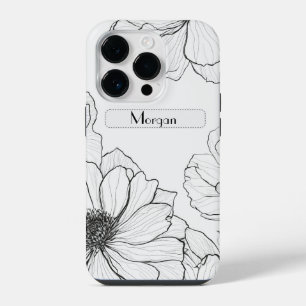 Elegante Wildflower wit en zwart iPhone 14 Plus Hoesje